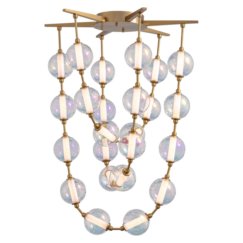 Luminaire suspendu 35 po à DEL intégré en laiton brossé Golden Lighting Pearla de Golden Lighting, Doré