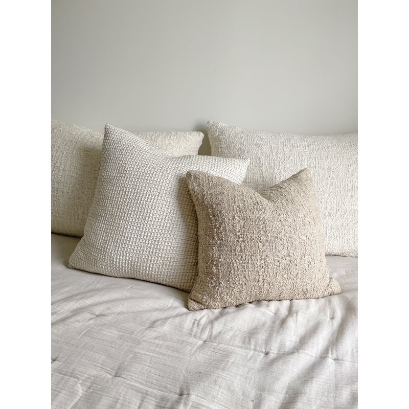 Cozy Square Pillow Cover, Beige, 26"H x 26"W, Down Alternative