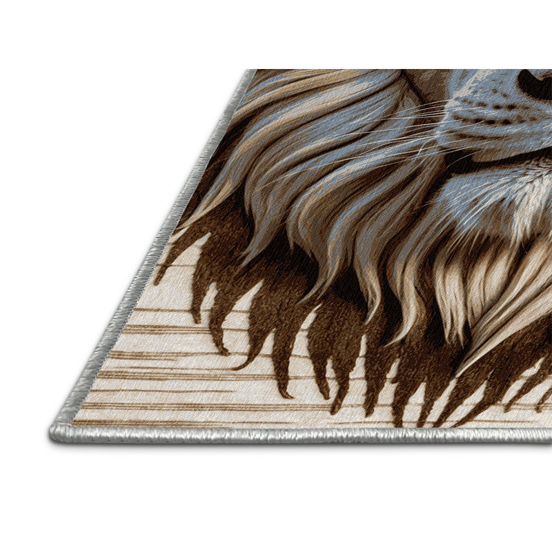  Tapis blanc lavable avec gros chats, Carré 4 pi