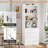 73.23'' Tall Storage Cabinet Bookcase with 3 Drawers and 3-Tier Open Shelves Wooden Bookshelf Kitchen Pantry Storage Organizer Cabinets for Living Room, Study, Kitchen,Bathroom,White-491818577
