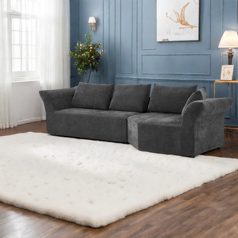 Canapé d'angle moderne modulaire en mousse de 127 pouces, spacieux, gris foncé, pour la maison, Gray