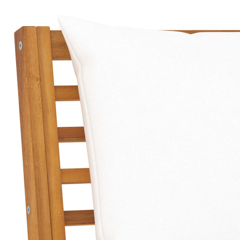Chaise longue 4 pièces avec coussins, Crème, Face à la droite