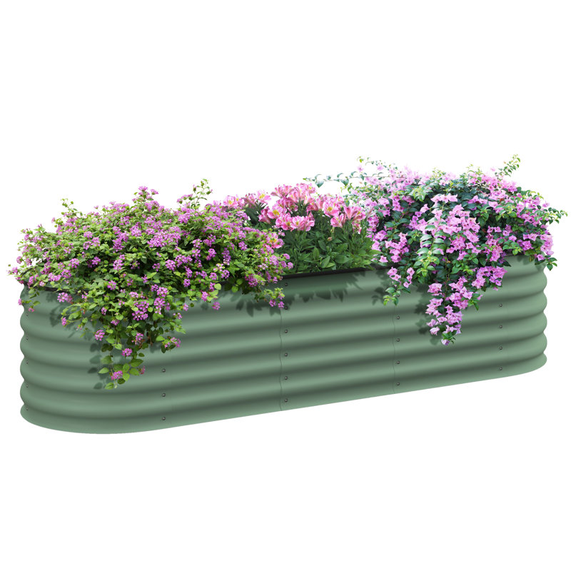 Galvanized Raised Garden Bed Kit, Metal Planter Box with Safety Edging, 76.75" x 23.5" x 16.5", Green