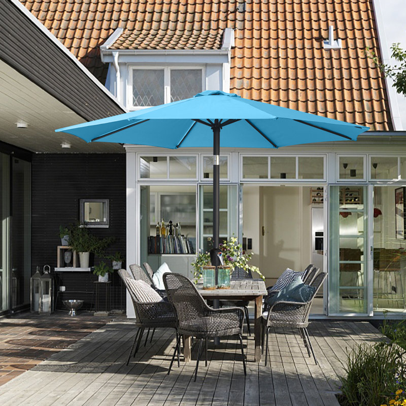 Parasol de marché Miqdad, Turquoise, H 108 po x l 106,3 po x P 106 po