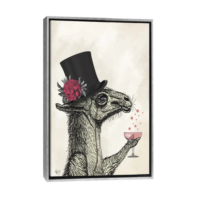 «Llama Lush I» par Fab Funky - impression d'art graphique, Toile avec cadre argenté, Aucun mat, H 26 po x l 18 po x 1,5 po