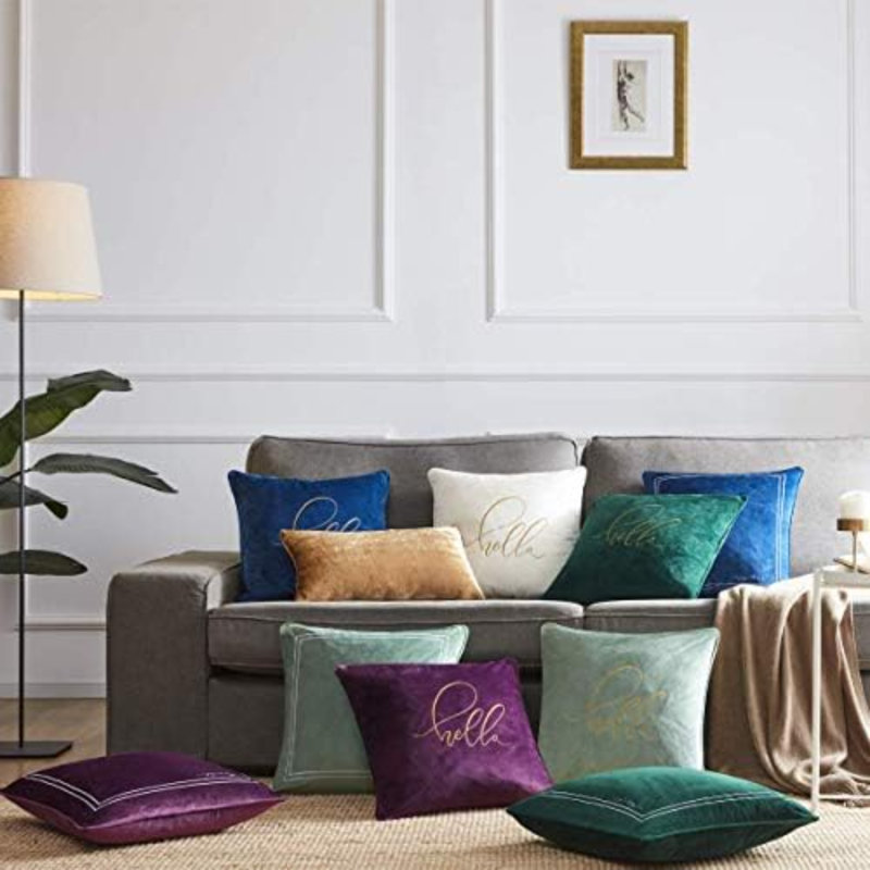 Ensemble de 2 coussins décoratifs en velours doré 12 x 20