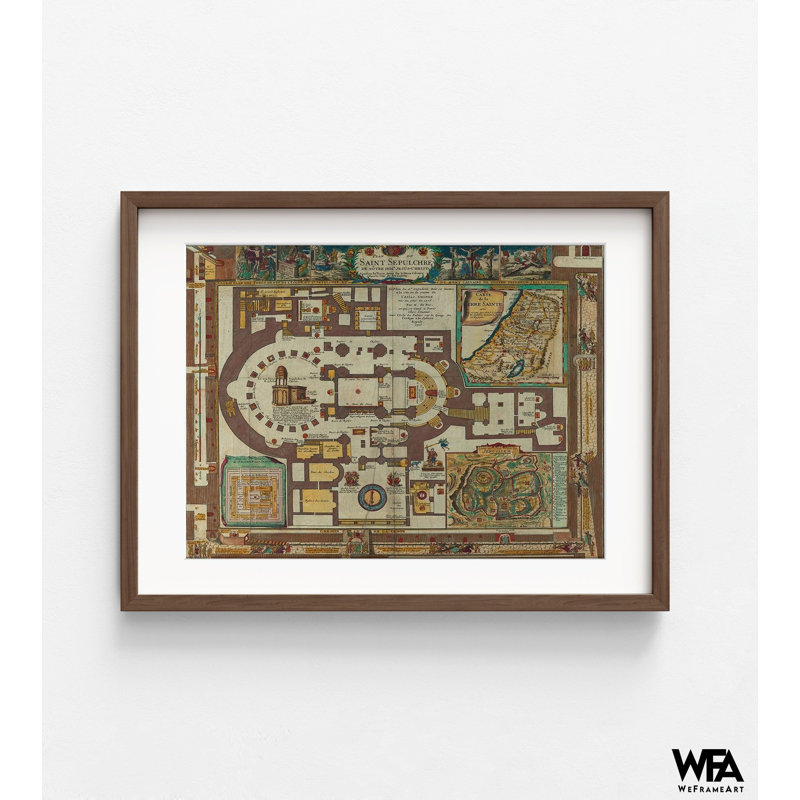 Art antique, art mural, affiche de la Terre Sainte, art mural biblique, H 42 po x l 56 po, Brun
