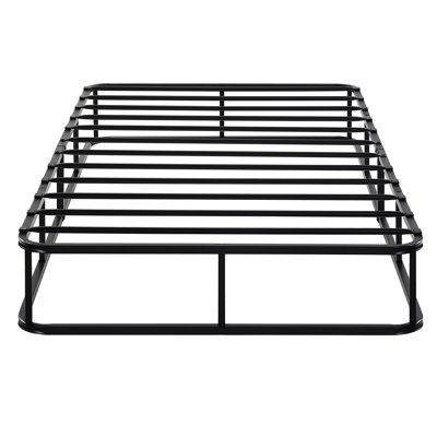 Sommier pour matelas simple en métal noir et revêtement texturé, hauteur 21,6 cm, 12 lattes de soutien, installation facile, capacité de charge maximale de 159 kg, accessoire de chambre à coucher - structure avec tissu, assemblage de 12 lattes, intégré