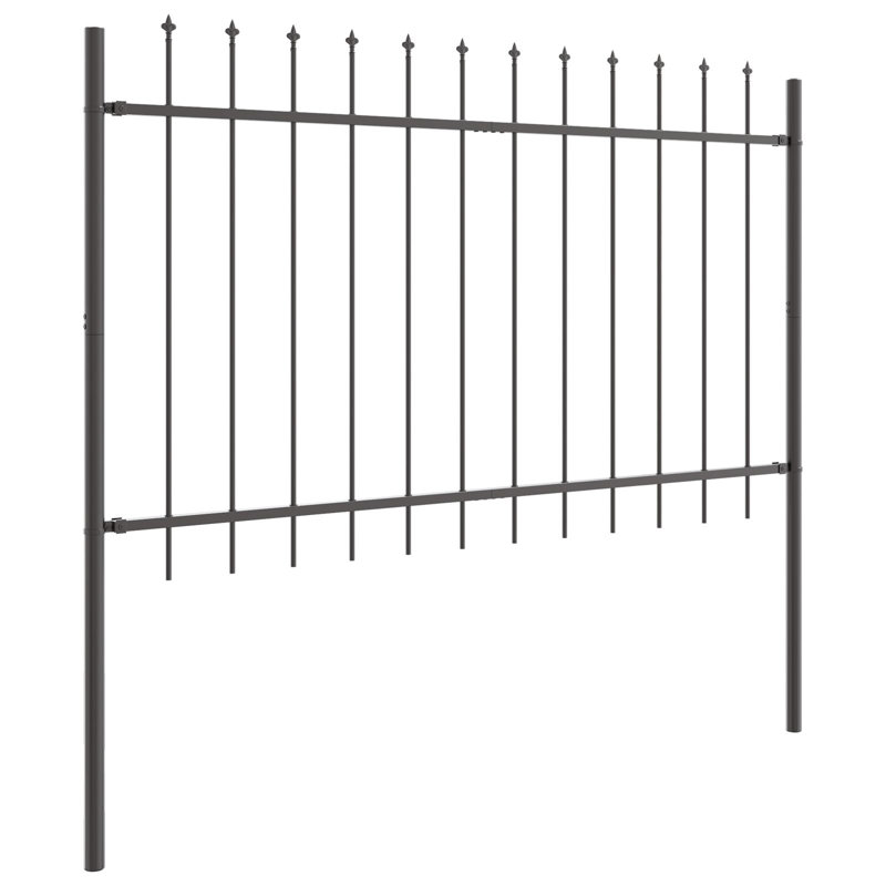 Clôture de jardin vidaXL 6 pièces, gris, 33,46 po x 2,62 pi, acier thermolaqué