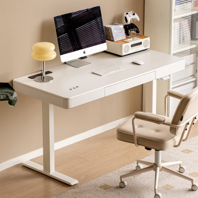 White Rectangular Solid Wood desk