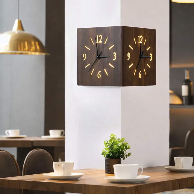 Solid Wood Wall Corner Clocks