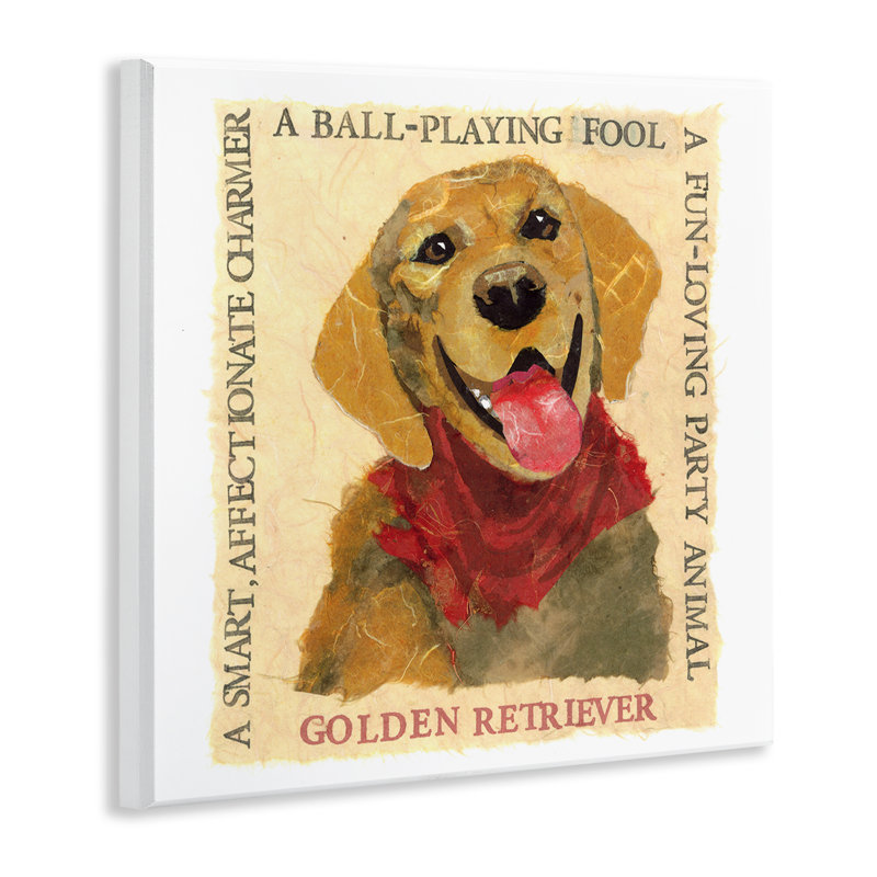 "Fun Golden Retriever", art mural sur plaque par Nancy Overton