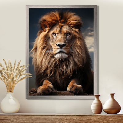 Lion Regal King - Lion Framed Canvas Print Wall Art
