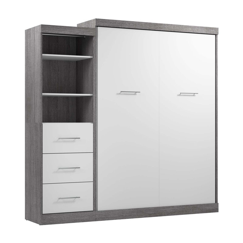 Arthor Metal Murphy Bed, Bark Gray/White
