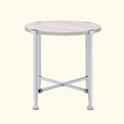 Round End Table With X-Shape Support