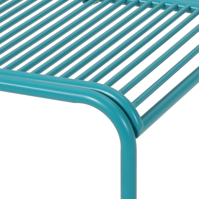 Ensemble de conversation en fer moderne 3 pièces pour l’extérieur Corbeil, Bleu sarcelle mat