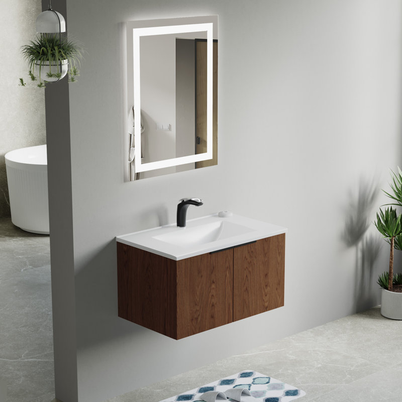 Dowell 30" White Ceramic Rectangular Drop-In Bathroom Sink with Overflow