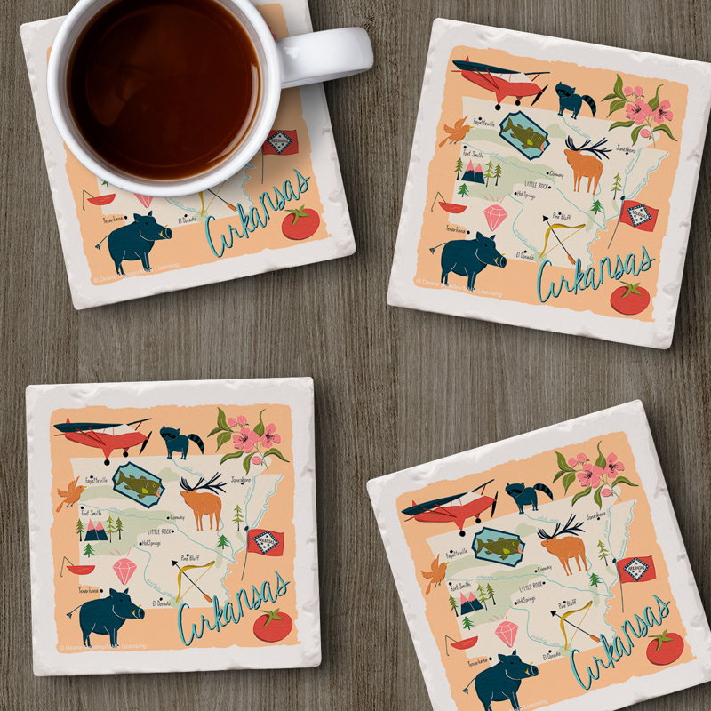 Arkansas Attractions 4 Piece Tumbled Tile Coaster Set