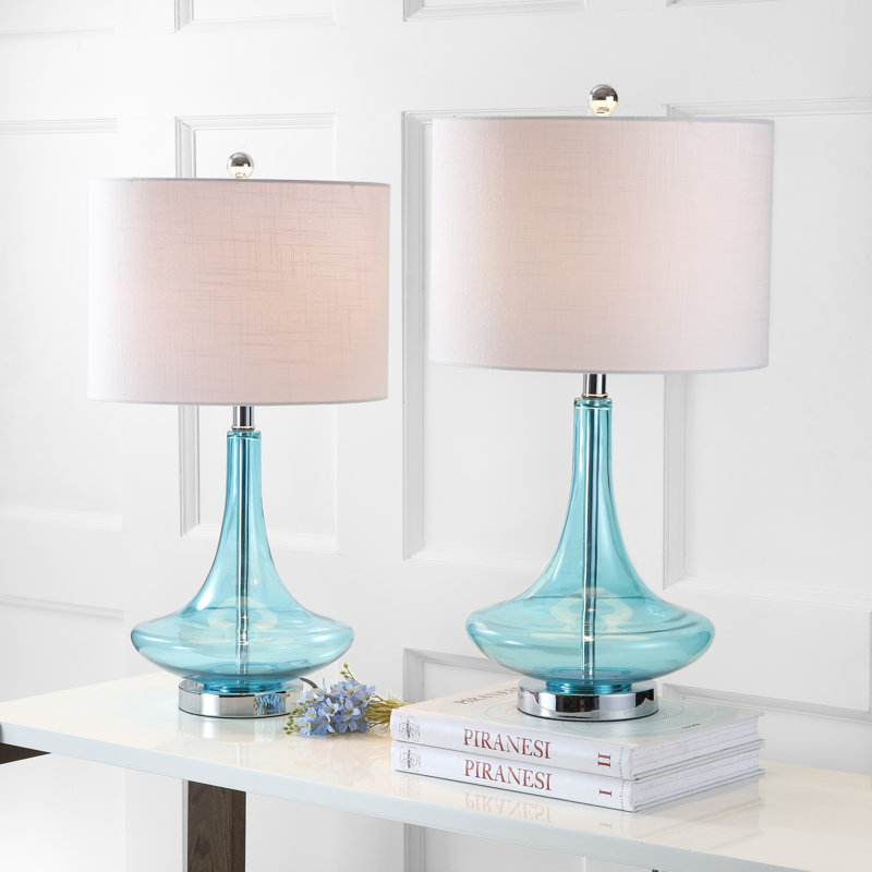 Filion Glass Table Lamp, Aqua