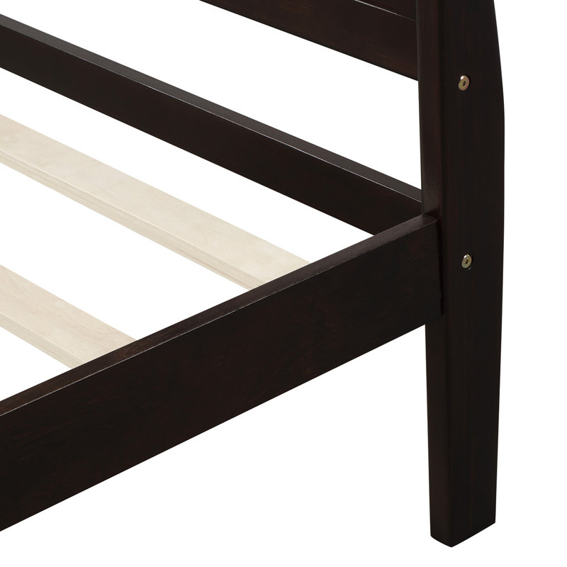 Wood Platform Bed Twin Bed Frame Mattress Foundation Sleigh Bed With Headboard/Footboard/Wood Slat Support, Espresso