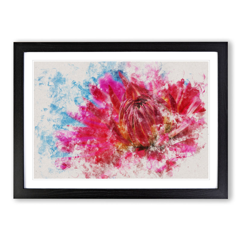 The Pink Flower - Picture Frame Graphic Art, 36cm H x 48cm W x 2cm D, Black Framed