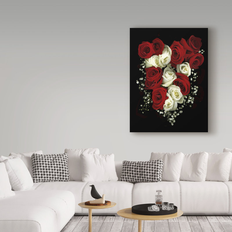 «Roses and Babys Breath» par Dosta, impression sur toile tendue, H 19 po x l 14 po x P 2 po