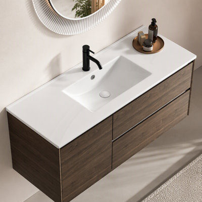 Ceramic Bathroom Sink Only– 121 X 46 X 17Cm Thin Edge Vanity Basin, Single Bowl  Countertop Porcelain Wash Basin For Bathroom, Toilet, Powder Room (No Faucet, No Drain )