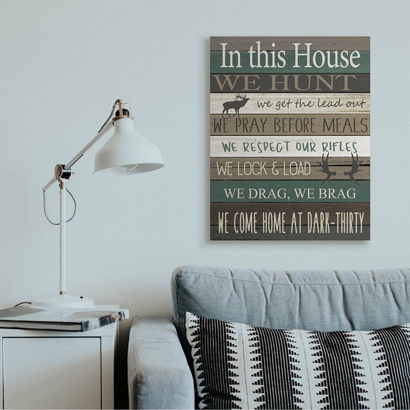 «Rustic Family House Rules Green Brown Tan» par Kim Allen - impression d'art graphique, H 40 po x l 30 po x 1,5 po
