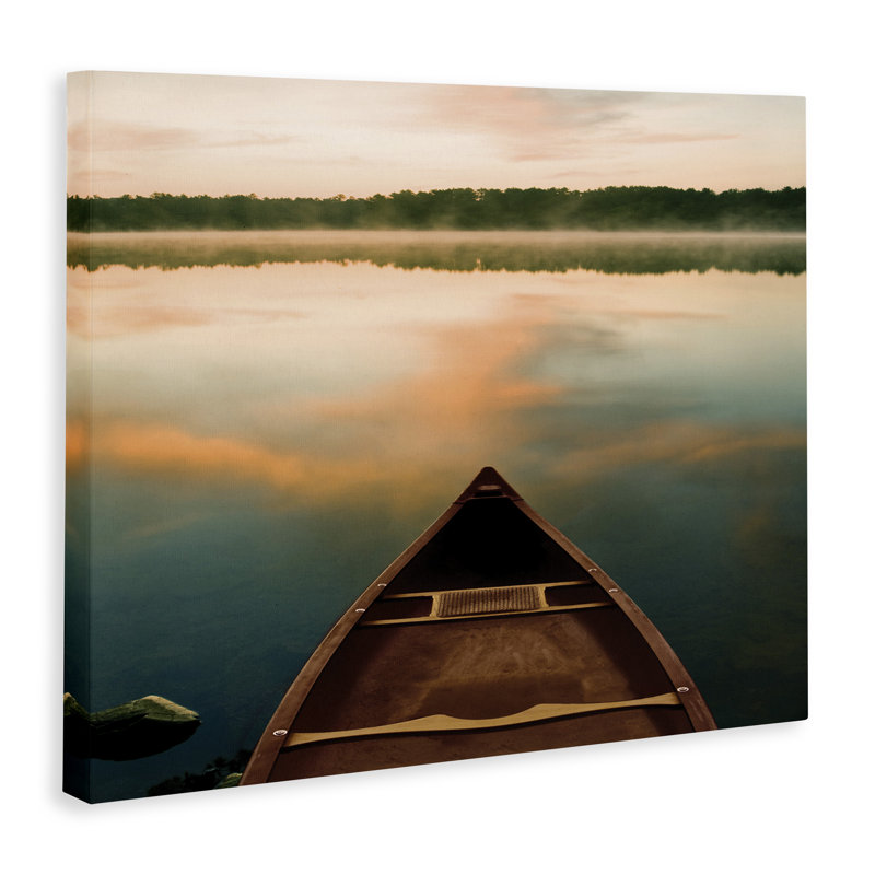 Canoe on Lake Warm Sunrise, art mural sur toile par Danita Delimont, H 24 po x l 30 po