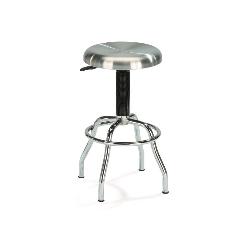 Tabouret de bar transitionnel en acier inoxydable - réglable, pied en plastique, argenté pour la cuisine et le garage, rotation contemporaine réglable à 360 °