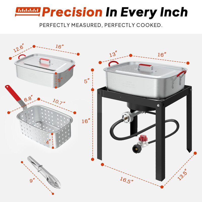 Outdoor Propane Rectangular Deep Fryer Kit With 18 Qt