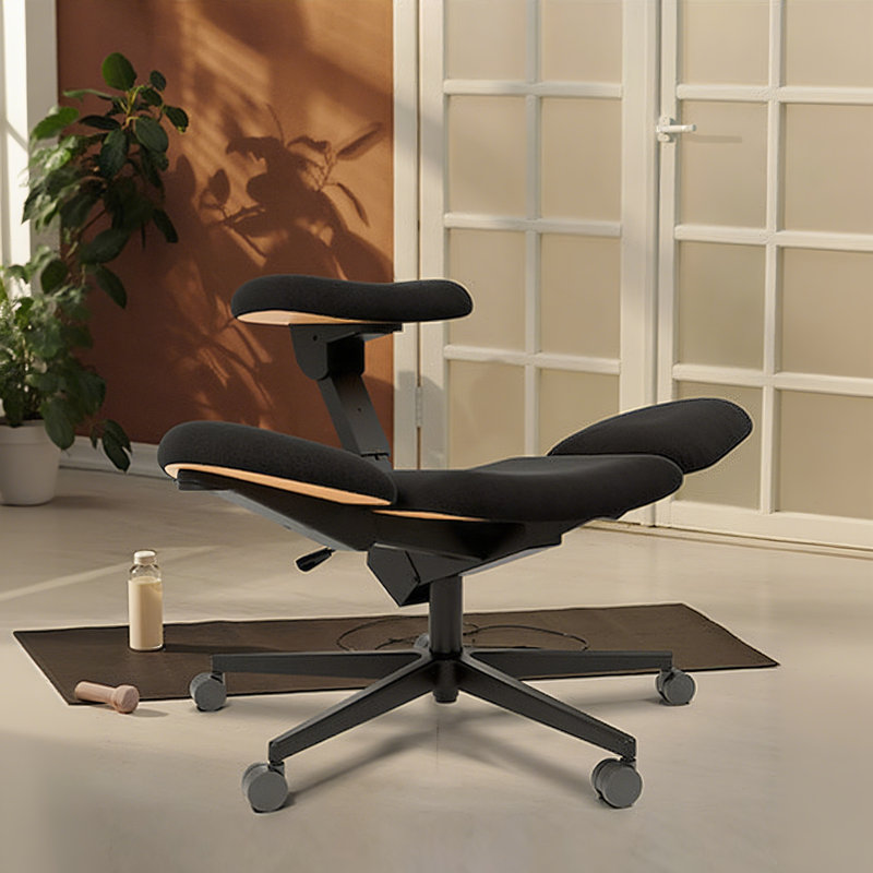 Fauteuil ergonomique pivotant à pieds croisés, fauteuil de méditation à hauteur réglable avec support pour le dos, chaise de bureau / maison
