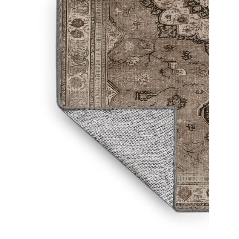 Machine Washable Persian Gray Area Rug, Rectangle 5' x 8'