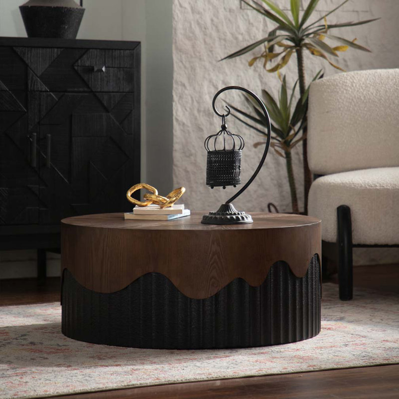 30.31" Round Coffee Table with Pedestal Base, 12.99" H x 30.5" L x 30.5" W 