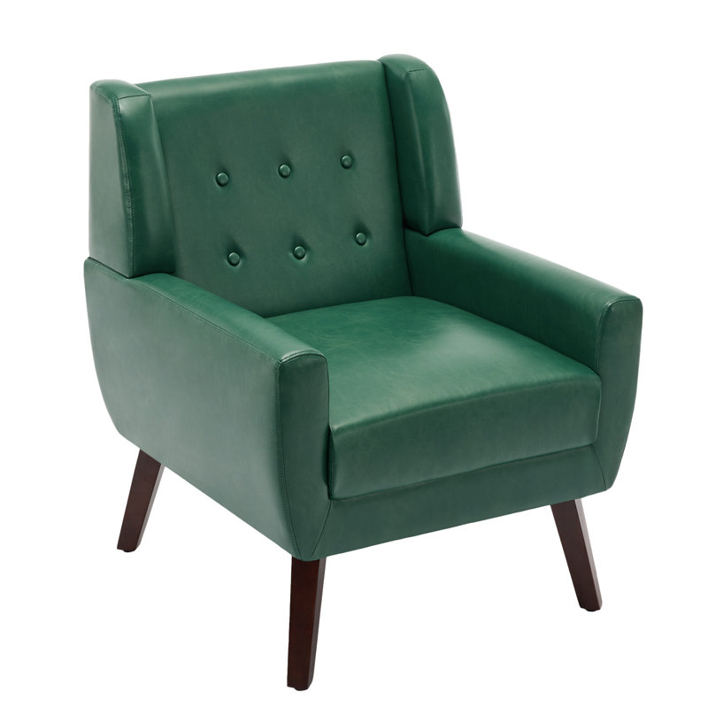 Faux Leather Armchair, Green Faux Leather