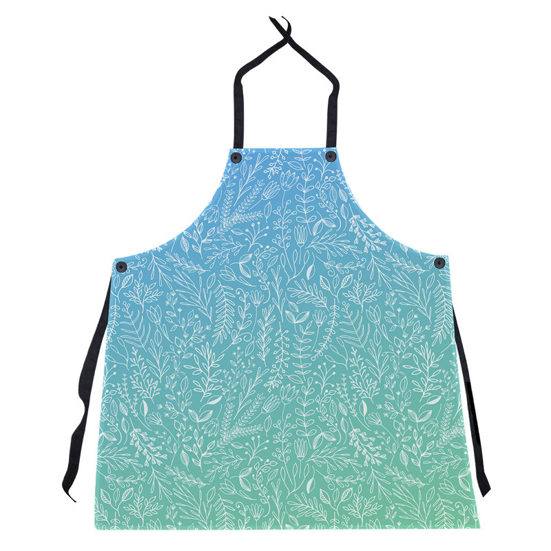 Tablier à motif floral ditsy, Bleu / Vert