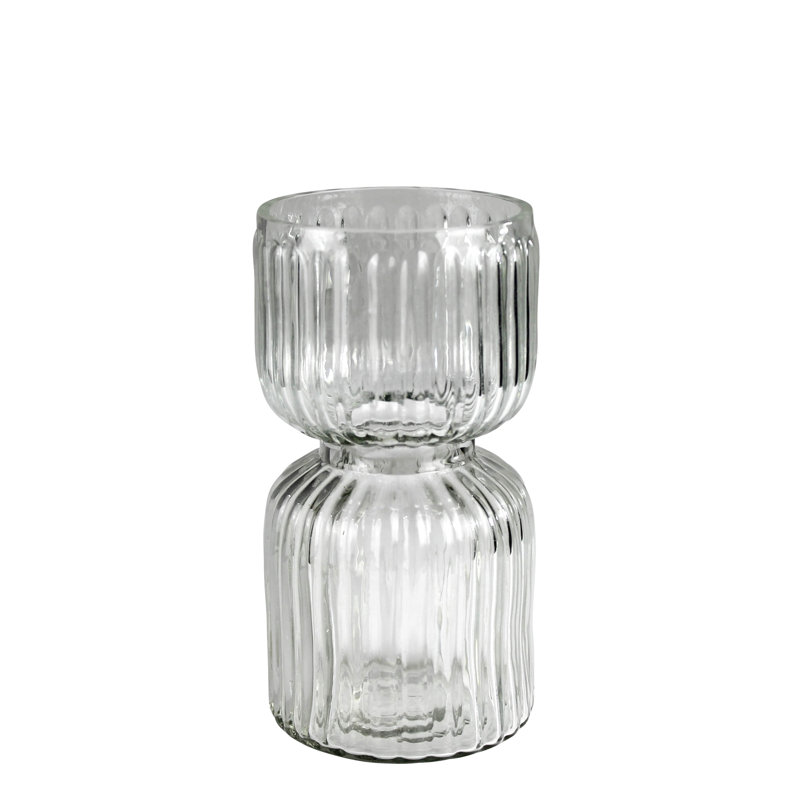 Ribbed Bulb Vase, Glass - Sm, 6" H x 3" W x 3" D