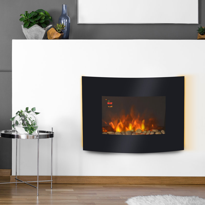 Axel Belfry Heating Black Electric Fireplace, 52cm H x 65cm W x 11.5cm D