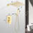 Wall Mounted 12" Rain Shower - Gold Brass, Self-cleaning Nozzle For An Attractive Bathroom, American Standard Pipe Brass Head Rain, Optimal Water Flow,-118034651