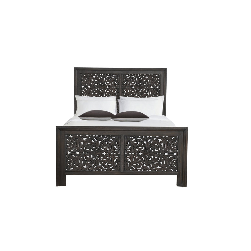 Lit standard en bois massif Harleen, Grand, Noir