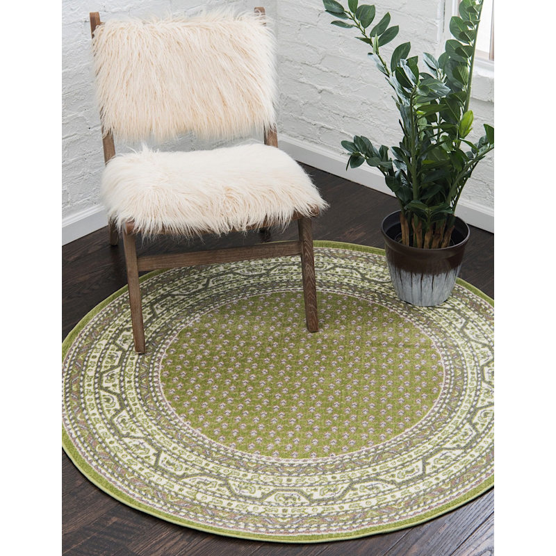 Tapis géométrique Swinson, Rond 8 pi, Vert