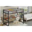 Black double metal loft bed with desk and shelf-121069840