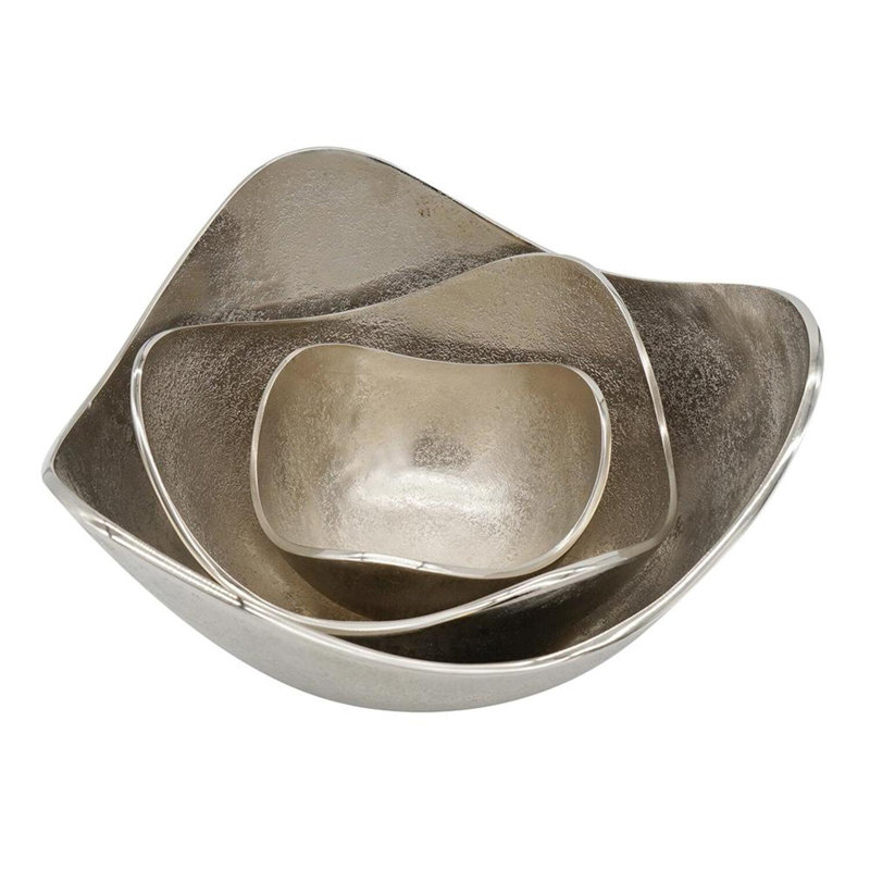 Ensemble de 3 bols en aluminium Lindi - argent