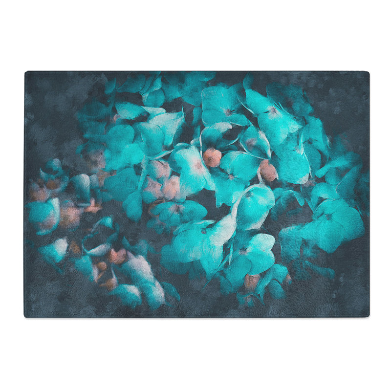 Teal Blue Hydrangeas Chopping Board, 20cm W x 28.5cm L