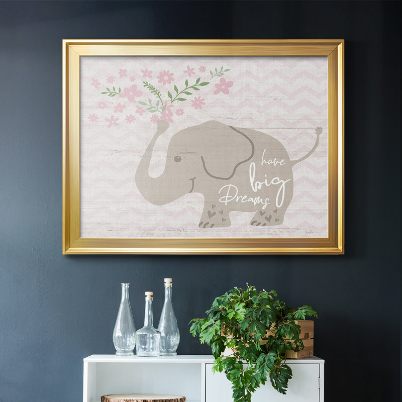 Floral Elephant, reproduction d'art sur toile, H 14 po x l 20 po x P 1,5 po, Or