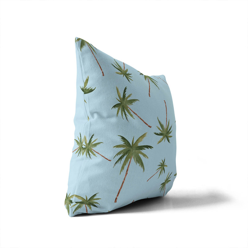Summer Palms Outdoor Pillow, Cloud Blue, Square 18"