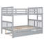 Lit double superposé au-dessus d'un lit double avec lit gigogne simple et échelle - gris-1904956088