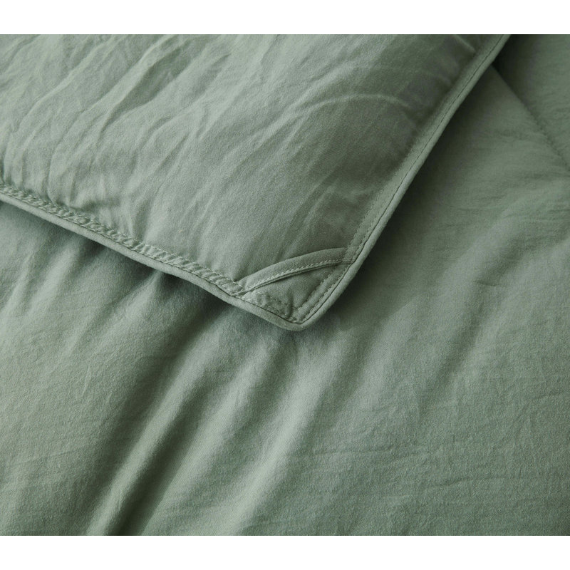 Washed Microfiber Bedding Honeycomb Comforter Set, Queen Comforter + 2 Standard Shams, Sage Green