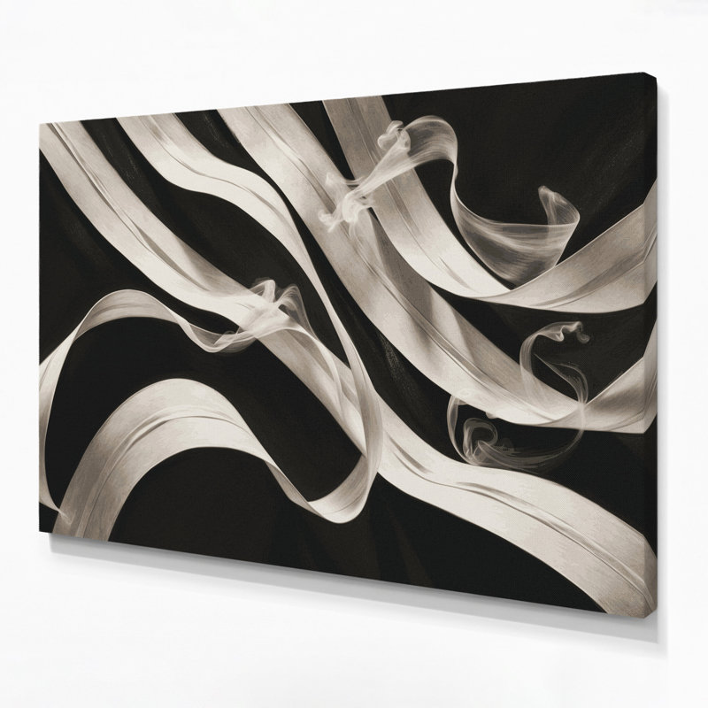 Art mural horizontal sur toile rayée gris anthracite, H 11 po x l 14 po