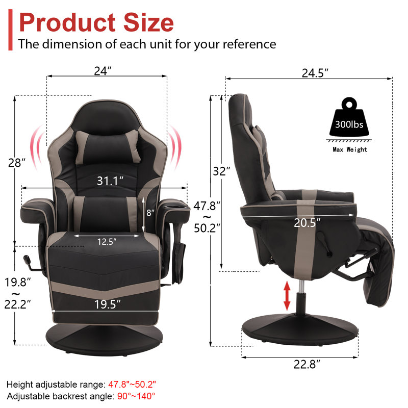 Fauteuil inclinable et inclinable en similicuir Inbox, gris